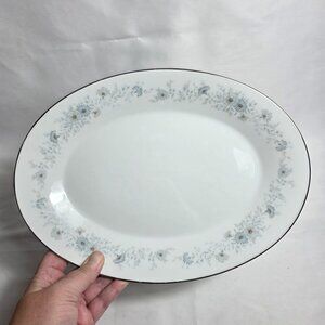 Noritake Inverness 12 Inch Oval Serving Platter White with Blue Flowers 6716
